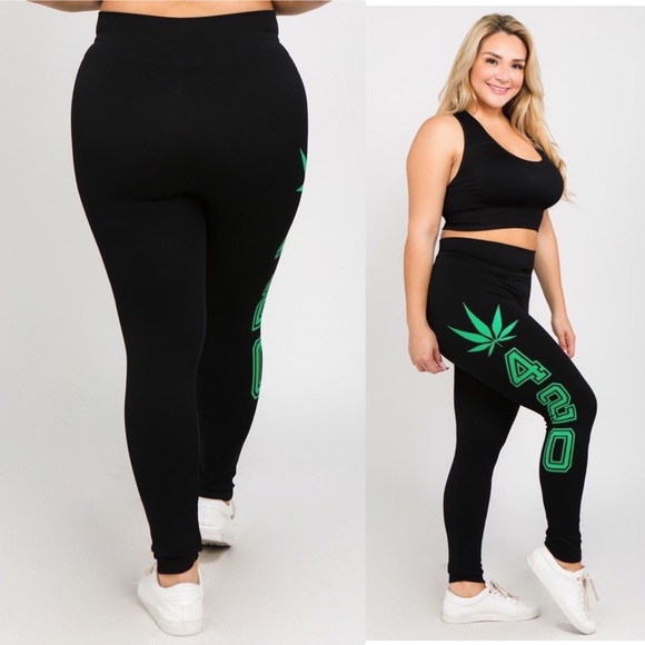 420 Leaf Print Legging - Picture 2 of 2
